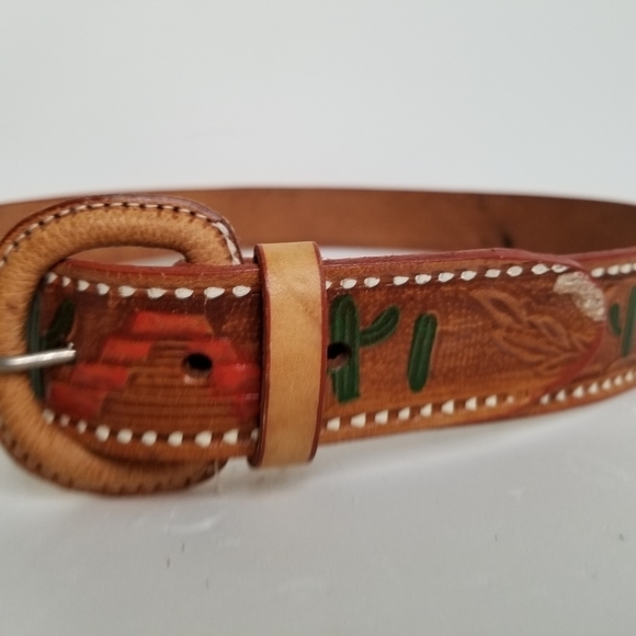 Western style Leather Hand painted‎ Mexico desert brown 28 - Picture 1 of 7